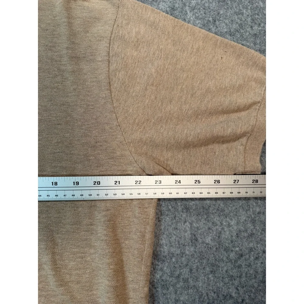 Polo Ralph Lauren Mens Large Tan Khaki Short Sleeve Pique Cotton Polo Shirt L
